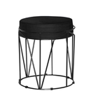 Puff Aramado Polo Veludo Preto Base Preta Bnn Decor