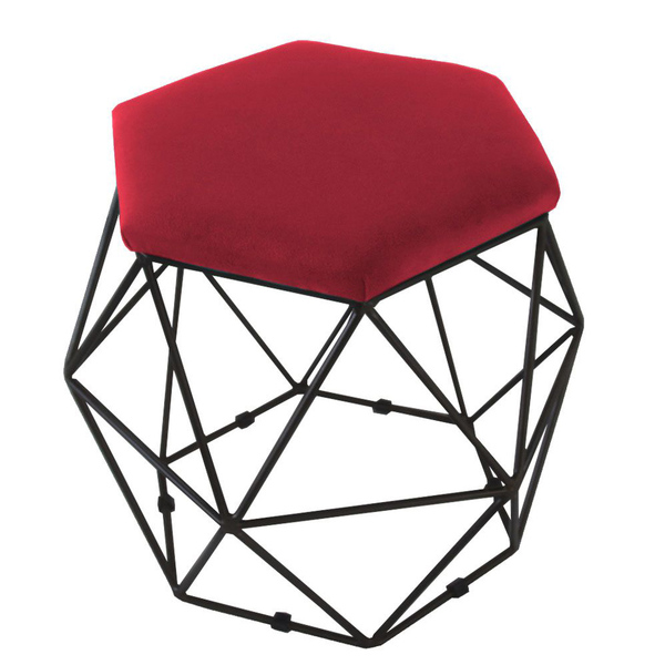 Puff Aramado Preto Suede Escolha Sua Cor - Wed Decor - Vermel