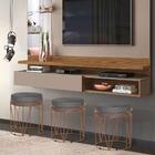 Puff Babu Bronze Veludo Cinza