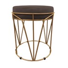 Puff Babu Suede Base Dourado - Marrom