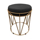 Puff Babu Suede Base Dourado - Preto