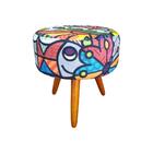 Puff Bali Decorativo Estampa Romero Brito Kasa Sofá