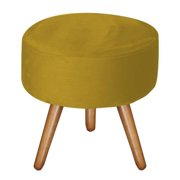 Puff Bali Decorativo Suede Amarelo Kasa Sofá