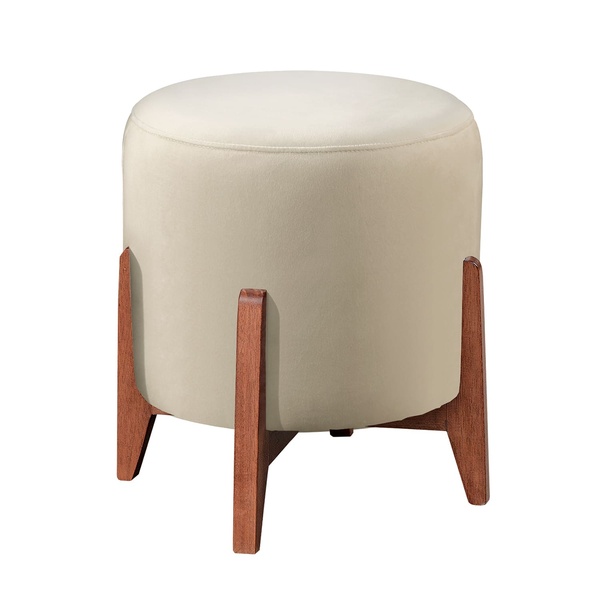 Puff Banco Banqueta Nina Veludo Bege Claro