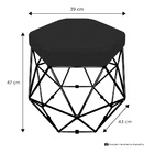 Puff Banco Decorativo Aramado Hexagonal Base Eiffel Preta Sue