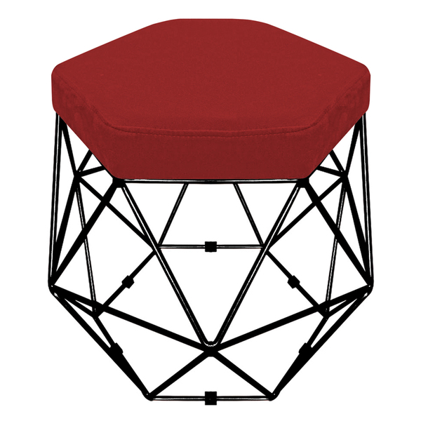 Puff Banco Decorativo Aramado Hexagonal Base Eiffel Preta Sue