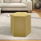 Puff Banco Decorativo Hexagonal Reforçado Amarelo Suede