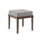 Puff Banco Decorativo Olivia Quadrado Tecido Cinza Pés Madeir