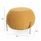 Puff Banco Decorativo Orlando Oval Tecido Veludo Mostarda Pés