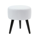 Puff Banco Nina Em Tecido Suede - Branco