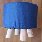 Puff Banco Redondo Banquinho Banqueta Pes De Madeira Macio Ap