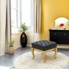Puff Banco Retrô Luiz Xv Capitonê Com Tachas Luna Preto/ Dour