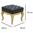 Puff Banco Retrô Luiz Xv Capitonê Com Tachas Luna Preto/ Dour