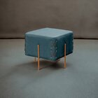 Puff Banqueta 45cm X 45cm Eros Luxo Azul