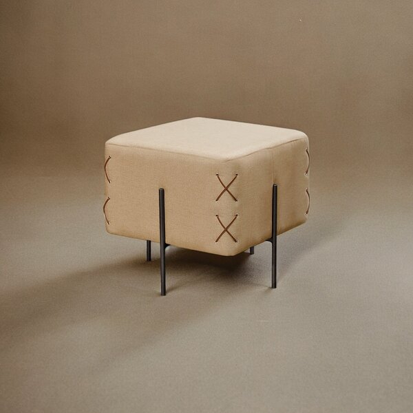 Puff Banqueta 45cm X 45cm Eros Luxo Bege