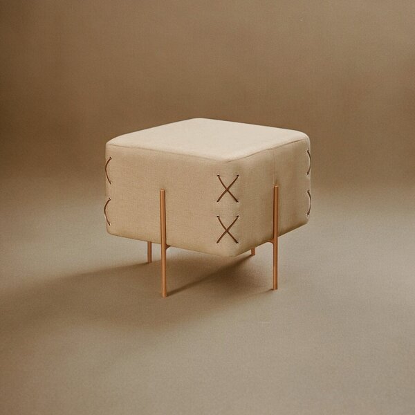 Puff Banqueta 45cm X 45cm Eros Luxo Bege