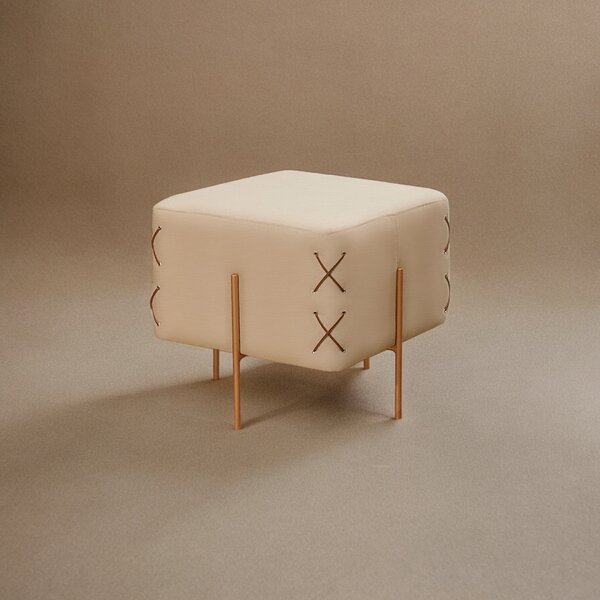 Puff Banqueta 45cm X 45cm Eros Luxo Bege Claro