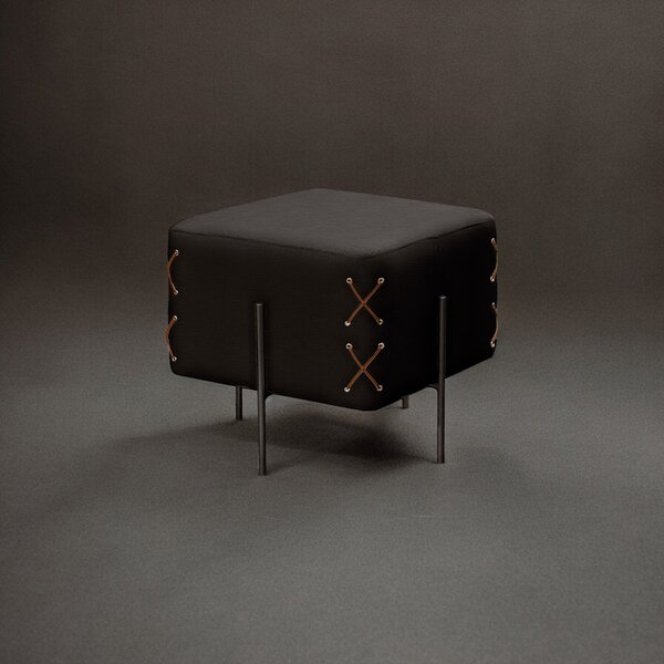 Puff Banqueta 45cm X 45cm Eros Luxo Preto