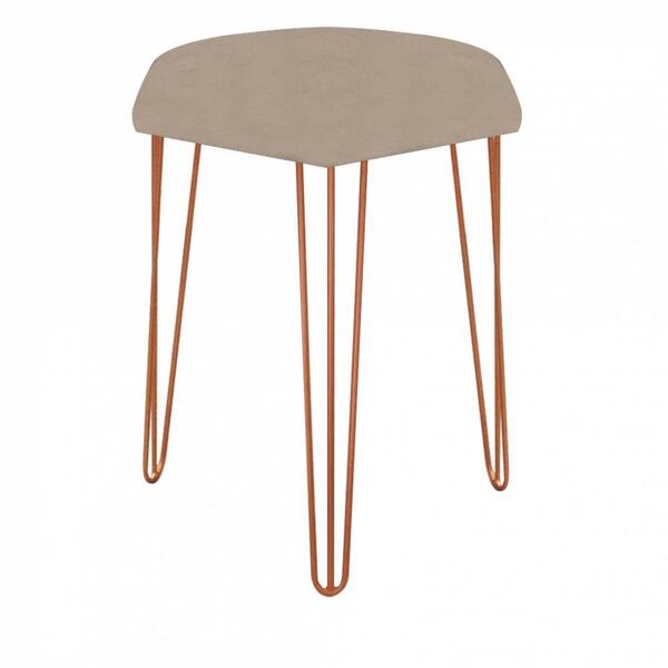 Puff Banqueta Alta Bita Industrial Pé De Ferro Bronze