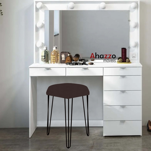 Puff Banqueta Alta Bita Industrial Sala Penteadeira Pé De Fer