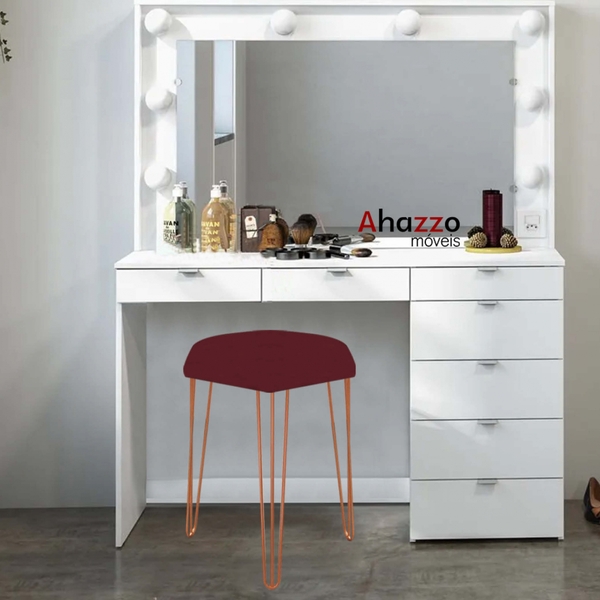 Puff Banqueta Alta Bita Industrial Sala Penteadeira Pé De Fer