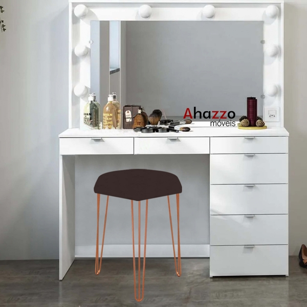 Puff Banqueta Alta Bita Industrial Sala Penteadeira Pé De Fer