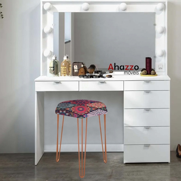 Puff Banqueta Alta Bita Industrial Sala Penteadeira Pé De Fer