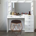 Puff Banqueta Aramado Luna Hexágono Base Bronze Suede Marrom