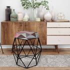 Puff Banqueta Aramado Luna Hexágono Base Preto Triângulo Rose