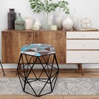 Puff Banqueta Aramado Luna Para Penteadeira Hexágono Base Pre