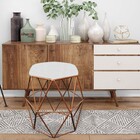 Puff Banqueta Aramado Luna Para Penteadeira Quarto Hexágono B