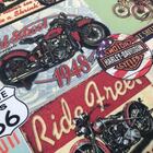 Puff Banqueta Berlim Redondo Estampado Motoclube Pés Tabaco D