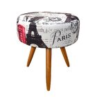 Puff Banqueta Berlim Redondo Estampado Pés Castanho D'rossi -