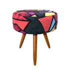 Puff Banqueta Berlim Redondo Estampado Pés Castanho D'rossi -