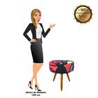 Puff Banqueta Berlim Redondo Estampado Pés Castanho D'rossi -