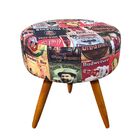 Puff Banqueta Berlim Redondo Estampado Pés Castanho D'rossi -