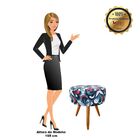 Puff Banqueta Berlim Redondo Estampado Pés Castanho D'rossi -