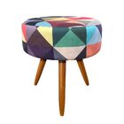 Puff Banqueta Berlim Redondo Estampado Pés Castanho D'rossi -