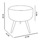 Puff Banqueta Berlim Redondo Estampado Placas Pés Castanho D'