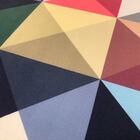 Puff Banqueta Berlim Redondo Estampado Triângulo Pés Natural