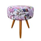 Puff Banqueta Berlim Redondo Estampado Unicórnio Pés Castanho