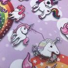 Puff Banqueta Berlim Redondo Estampado Unicórnio Pés Natural