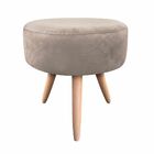 Puff Banqueta Berlim Redondo Suede Bege Pés Natural D03 - D'r