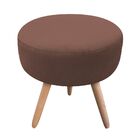 Puff Banqueta Berlim Redondo Suede Marrom Pés Natural D'rossi