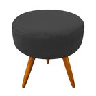 Puff Banqueta Berlim Redondo Suede Preto Pés Castanho - D'ros
