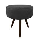 Puff Banqueta Berlim Redondo Suede Preto Pés Tabaco D'rossi