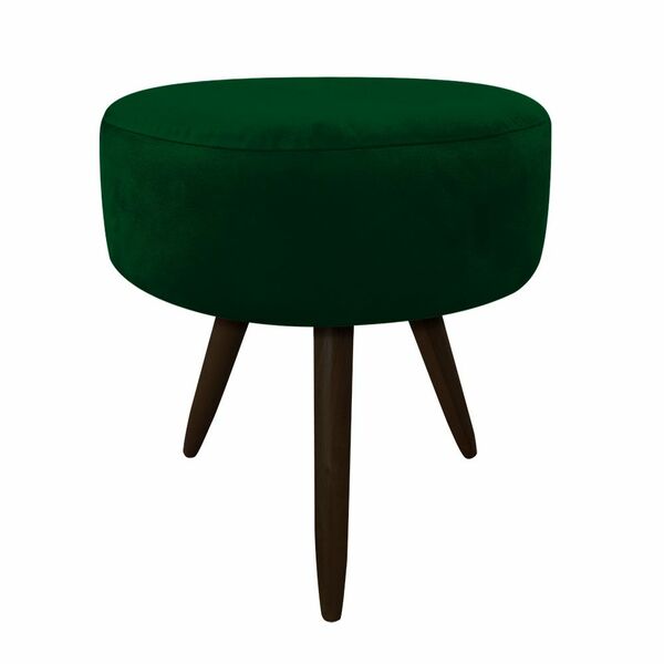 Puff Banqueta Berlim Redondo Suede Verde Pés Tabaco D03 - D'r