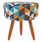 Puff Banqueta Classic Redondo Suede Estampa Triangulo Verde