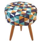 Puff Banqueta Classic Redondo Suede Estampa Triangulo Verde