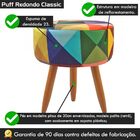 Puff Banqueta Classic Suede Estampa Triangulo Colorido